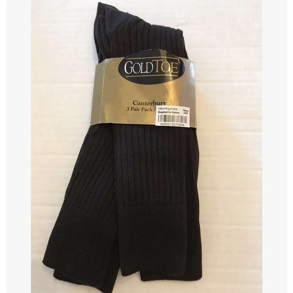 New GOLD TOE 3 Pair BROWN CANTERBURY Ribbed Over The Calf Dress Socks 10-13